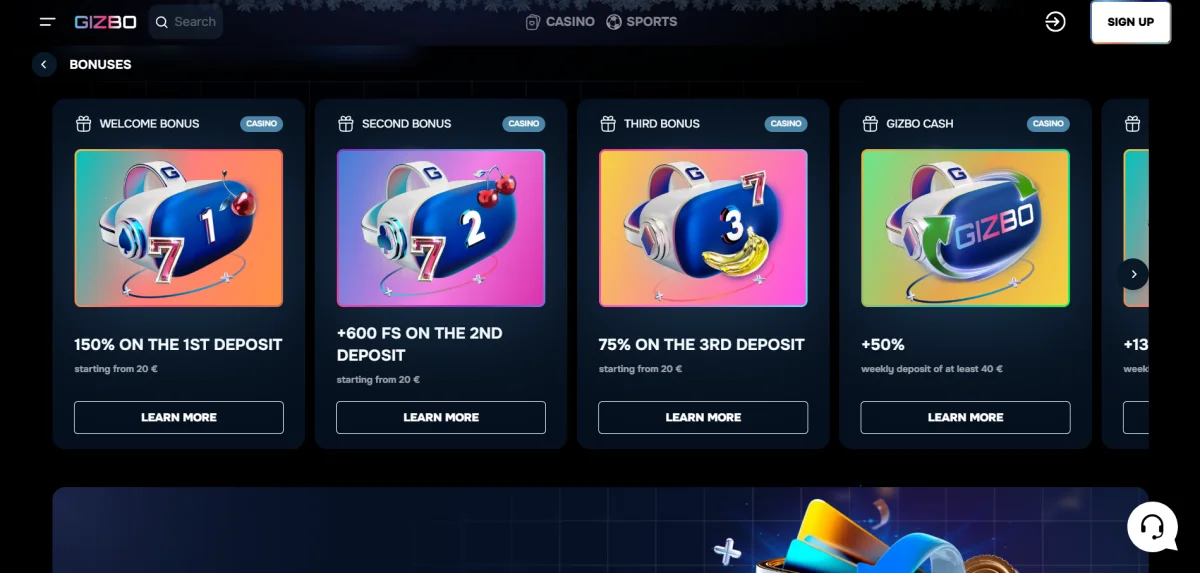 gizbo casino bonus